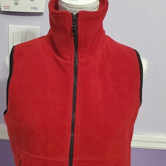Herman Geist Vintage Red Fuzzy Sleeveless Zippered Windbreaker Vest - Picture 2 of 8